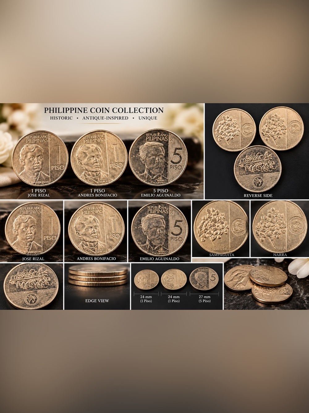 Rare Silver Historic Philippine coins—antique-inspired, unique & collectible! 🇵🇭